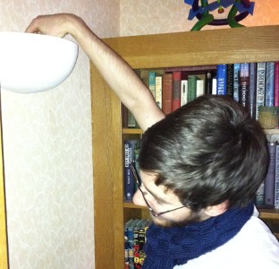 reaching for a bulb